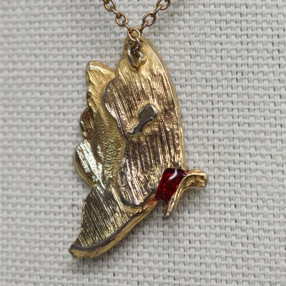 Vintage gold tone chain necklace w/ multicolor butterfly pendant fairy whimsy - Picture 4 of 5